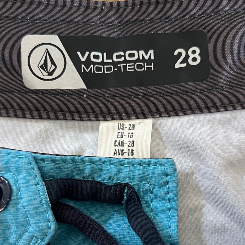 Volcom Kids Aqua and Navy Swim Trunks - Picture 2 of 4